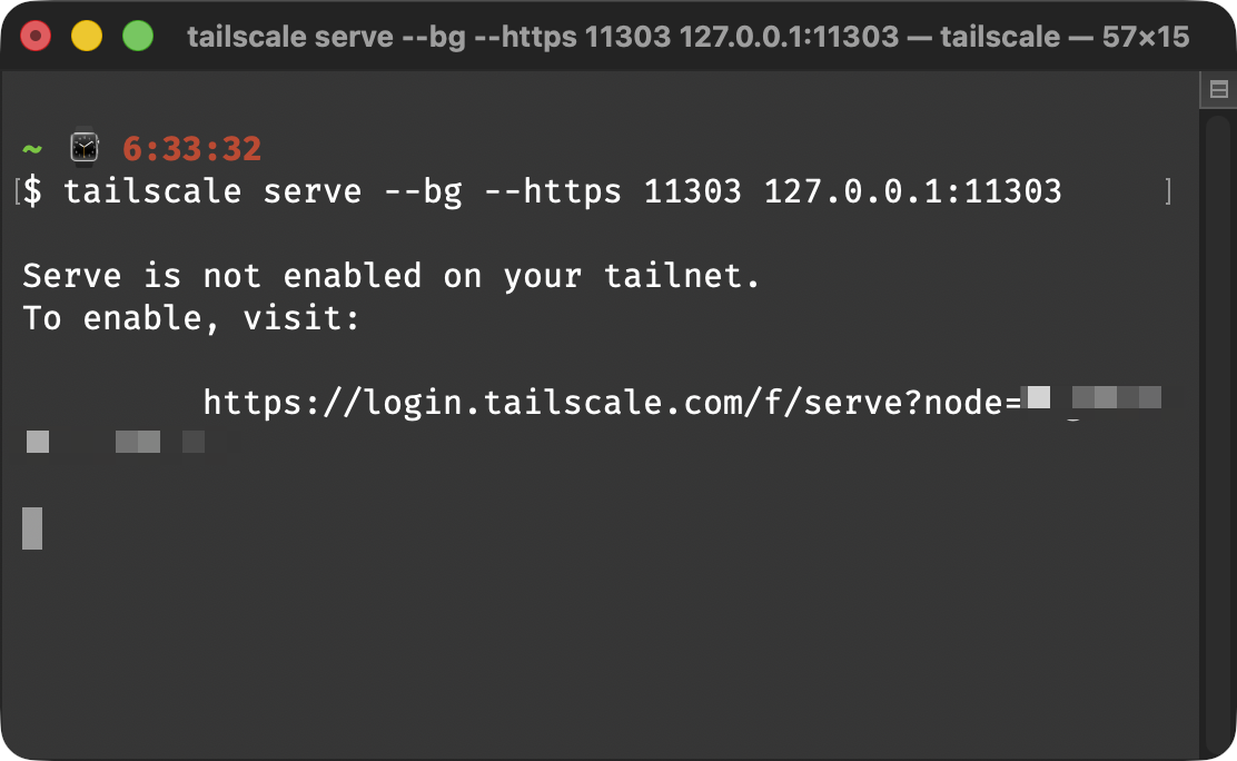 Terminal requesting Serve enablement link